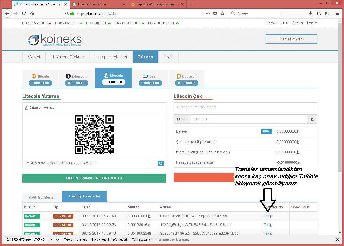 ltc transfer takibi